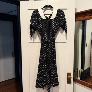 Collectif Black and White Polka Dot Midi Dress from Unique Vintage, XL